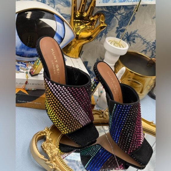 🆕 KURT GEIGER LONDON 🧿 NWOB Mayfair Rainbow Crystal High Mule Heel, Sz 36 US 6 - Picture 5 of 16
